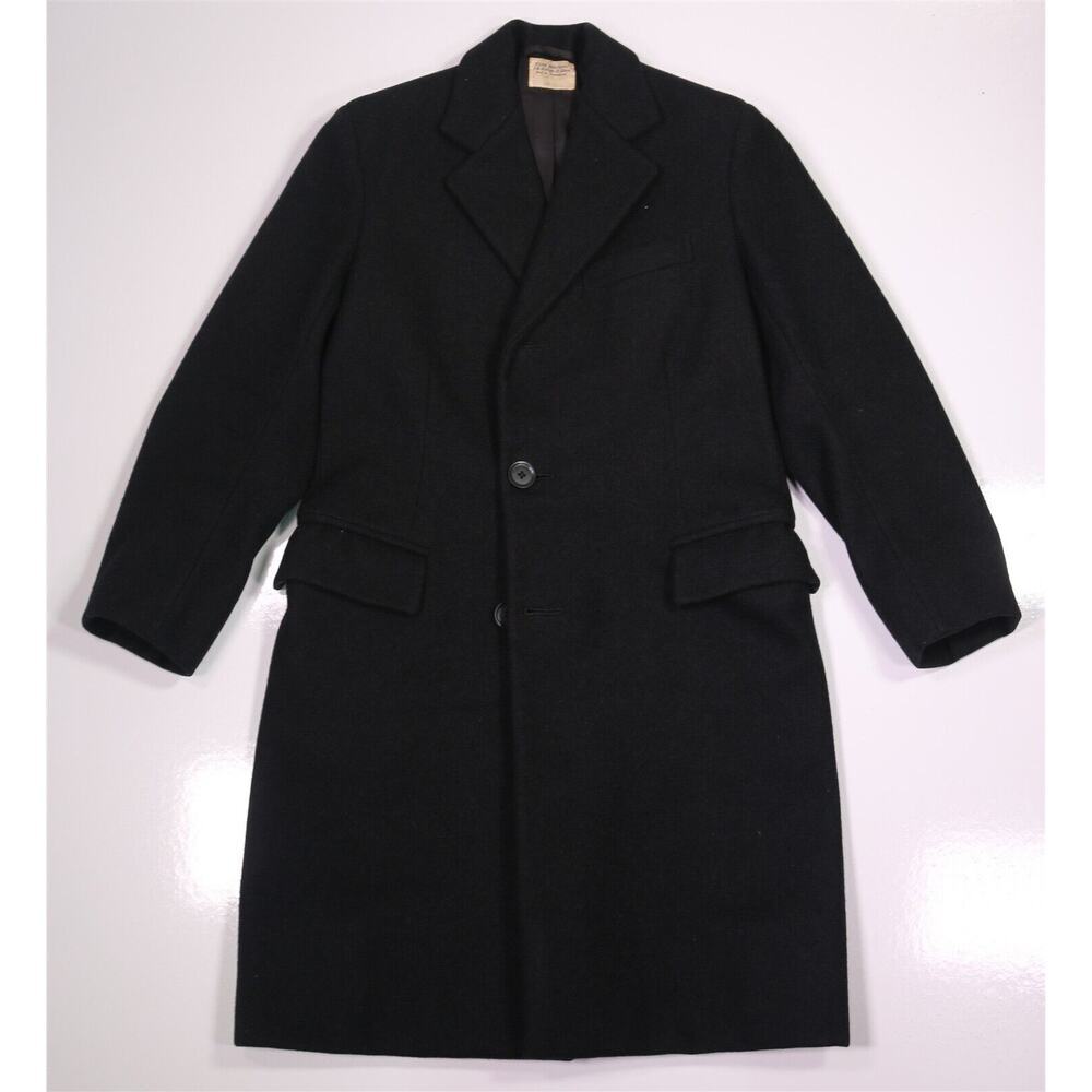 Tom Brown BESPOKE Vintage London Savile Row Black Wool Overcoat